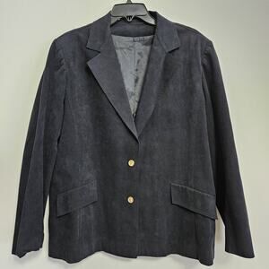 Ultra Suede Womens Black Blazer Jacket Size XL* Lined Excellent Condition
